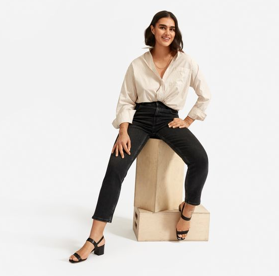 Silky Cotton Oversized Shirt – Khaki Stripe