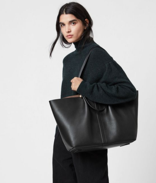 Leather Large East-West Tote