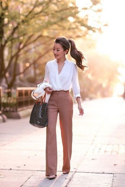 Silk Blouse And Wide-Leg Pants