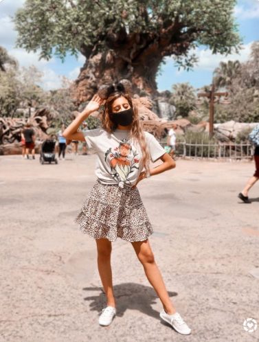 White T-shirt And Patterned Skirt