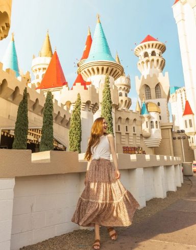 White Tank Top And Long Patterned Skirt