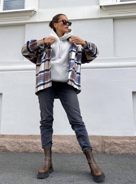 Skinny Jean and Grey Hoodie
