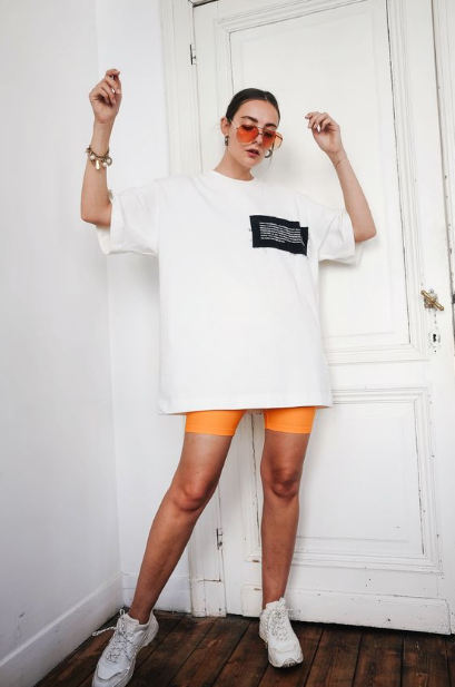 Oversize T-shirt with Yellow Biker Short