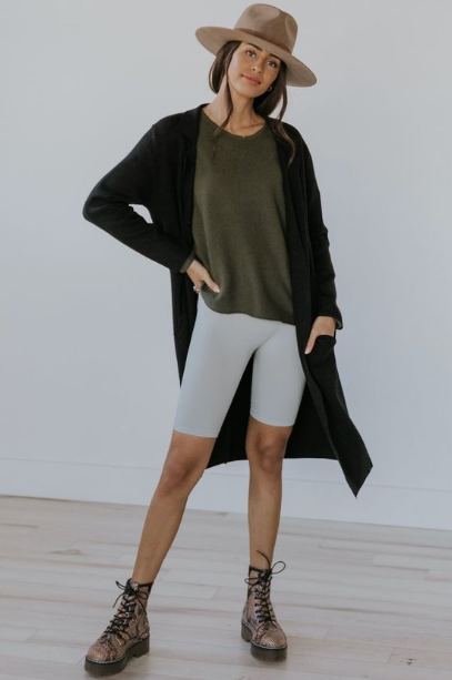 Long Sleeve Tee & Costello Biker Shorts
