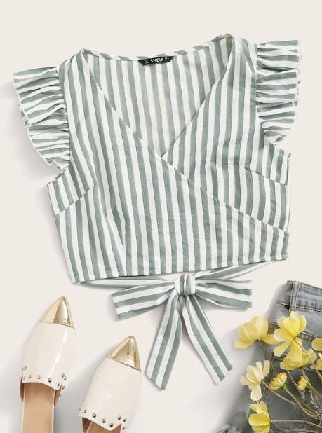 A Striped Wrap Top