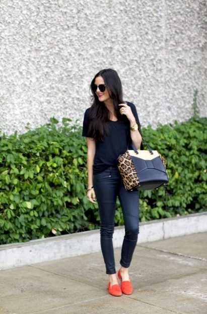 With Black Shirt, Jeans 