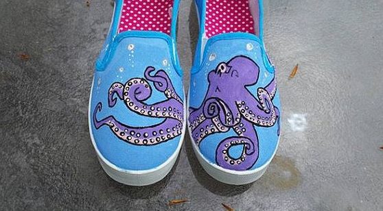 Hand Painted Dueling Octopus Shoes