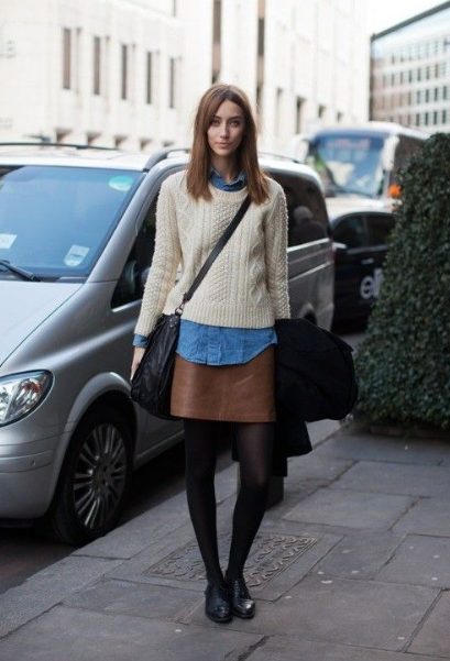 Knit Sweater And Cotton Skirt