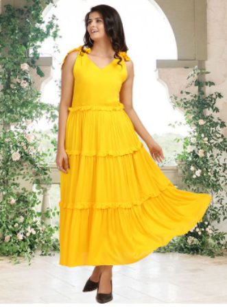Bright Yellow and Green Dress