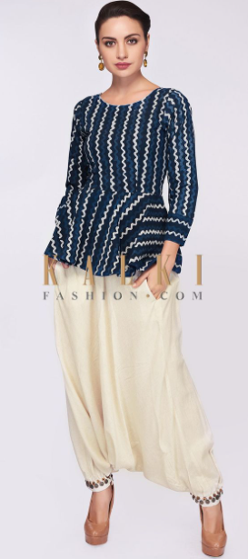 Printed Peplum Top with Ankle Pants
