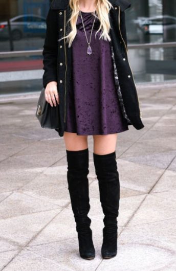 Purple Dress and Boots