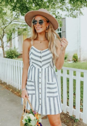 Stripes and White Button Down