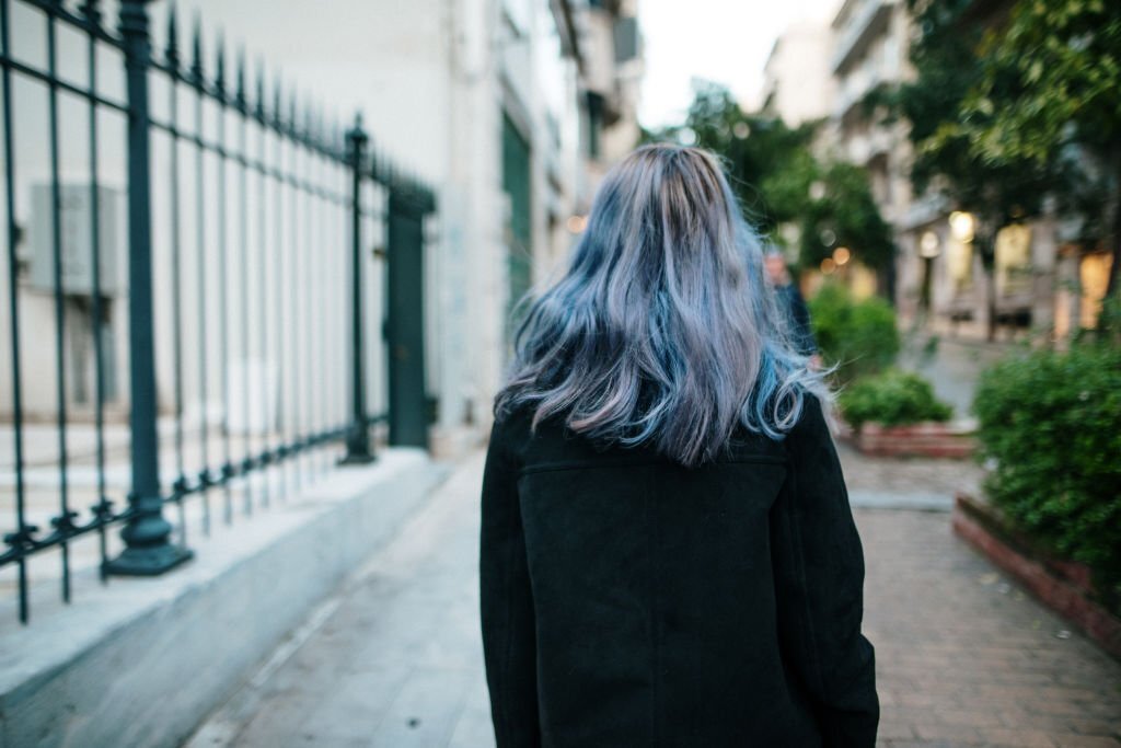 Gray Locks with Bright Blue Underlayer