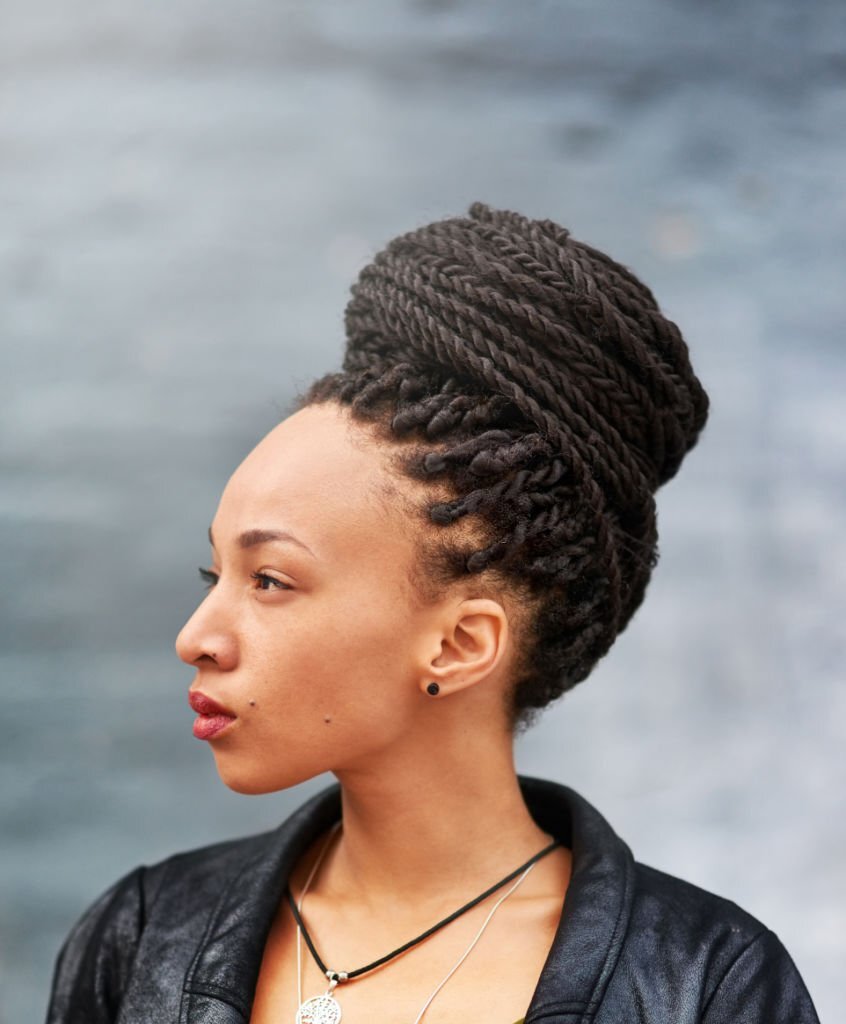 Black Marley Braided Updo