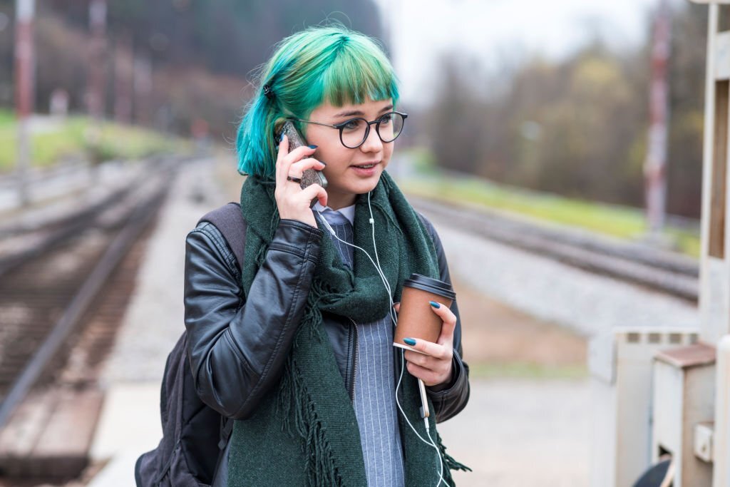 Short, blue-grey hair with a straight texture