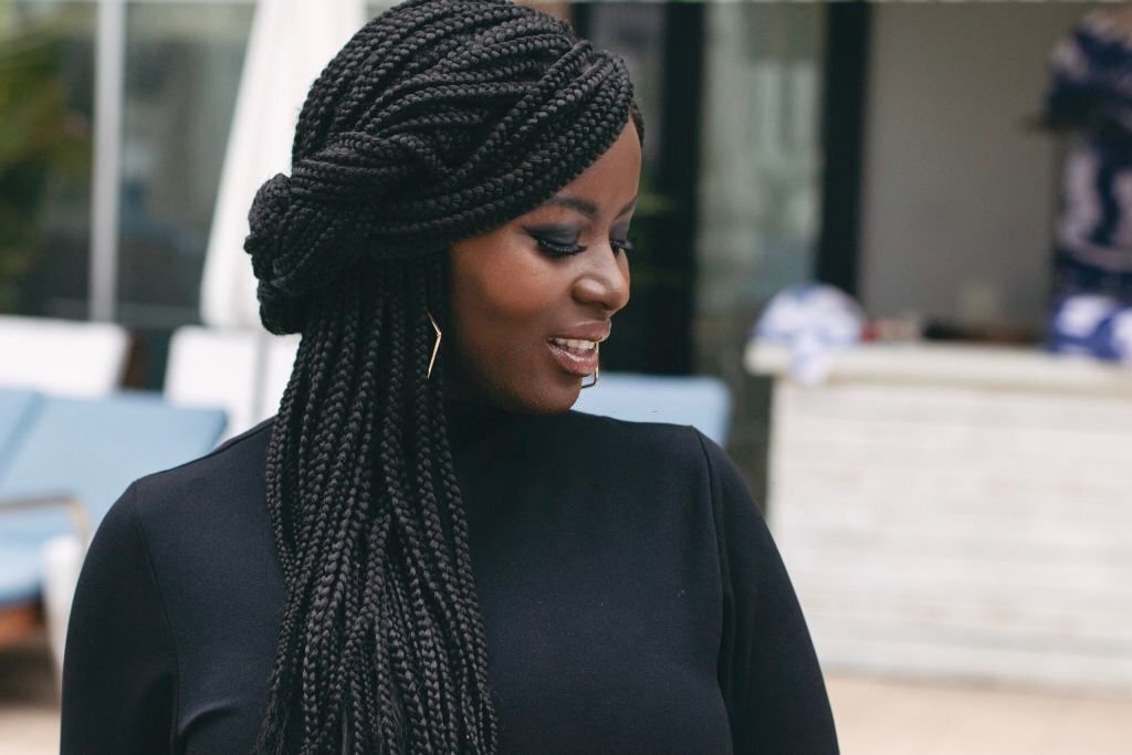 Long Box Braids with Curly Ends