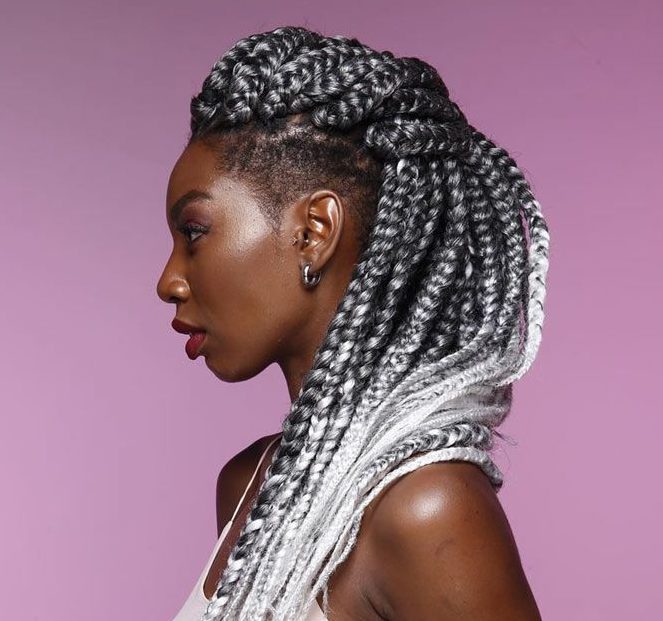 15 Cool Box Braids Hairstyle In Silver Grey Color Hood MWR Image 10 138