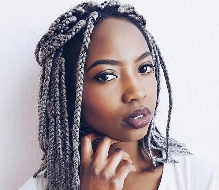 15 Cool Box Braids Hairstyle In Silver Grey Color Hood MWR Image 10 140