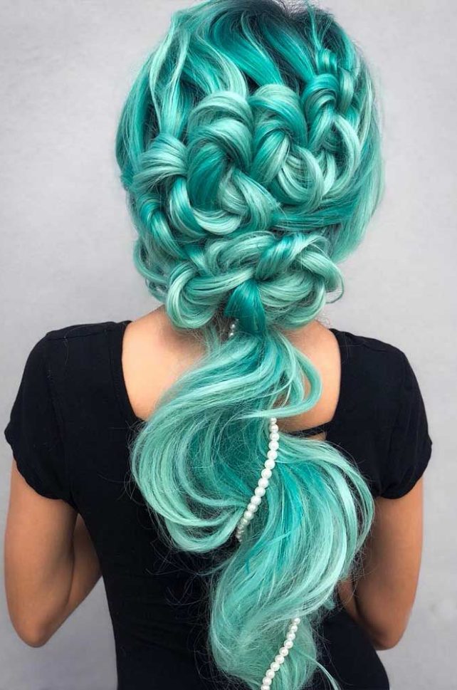 Mermaid hair intricately braided