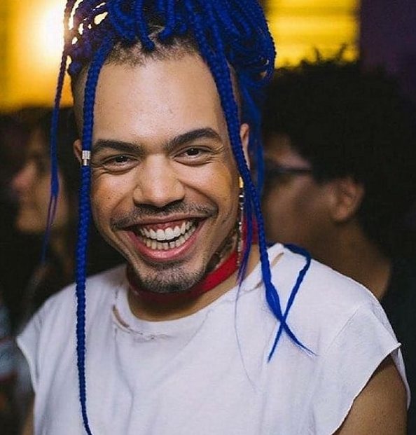 Blue field cornrow braids