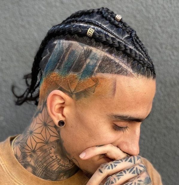 Thick cross cornrow braids