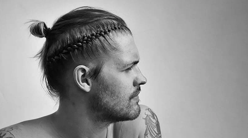 Double cornrow braids for Man Bun