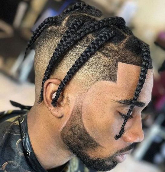 Box cornrow braids for black men