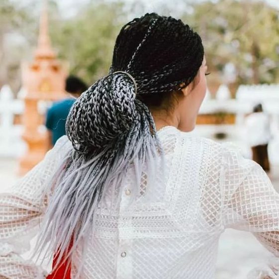 Black and white box braided vermicelli