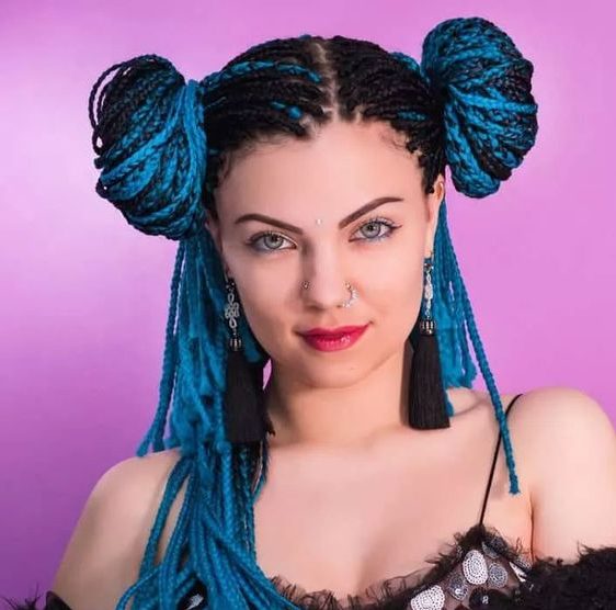 Blue ombre space Buns