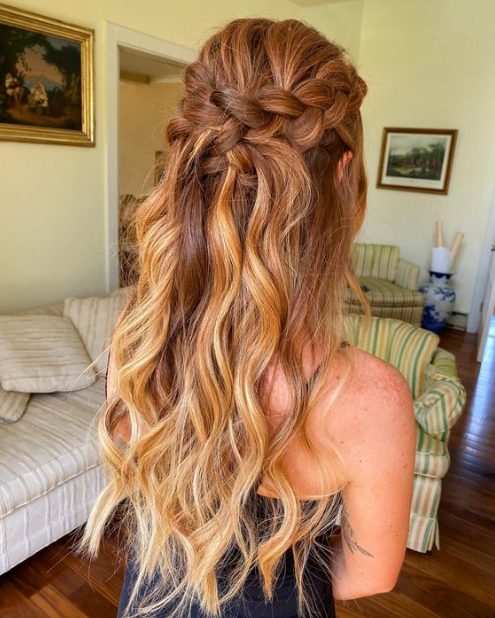 Half braided updo