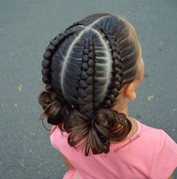 Messy Low Buns Stitch Braids