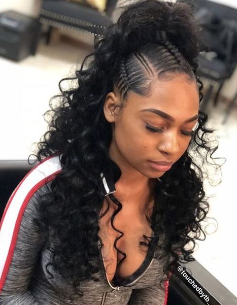 Curly High Ponytail With Tidy Stitch Braids