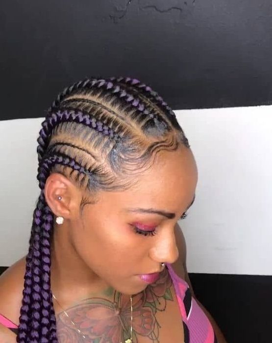 Straight Back Stitch Braids in Purple