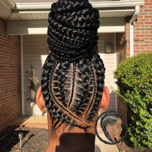 High Bun Multi-Directional Stitch Braids