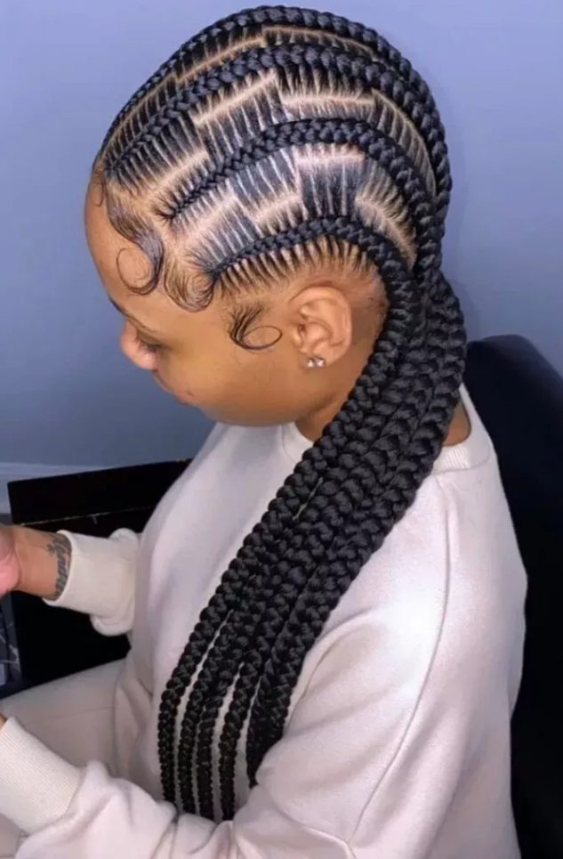 Stitch Braids In Chequered Pattern.