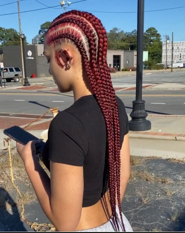 Two Shades of Red Stitch Braids