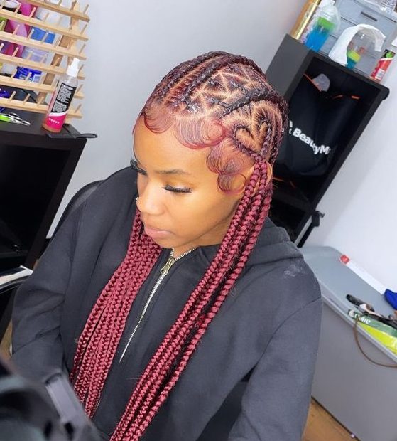Red Box Braid with Heart Shape