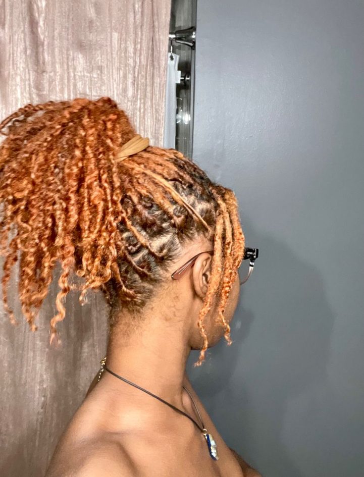 Orange Curly Braided with weave
