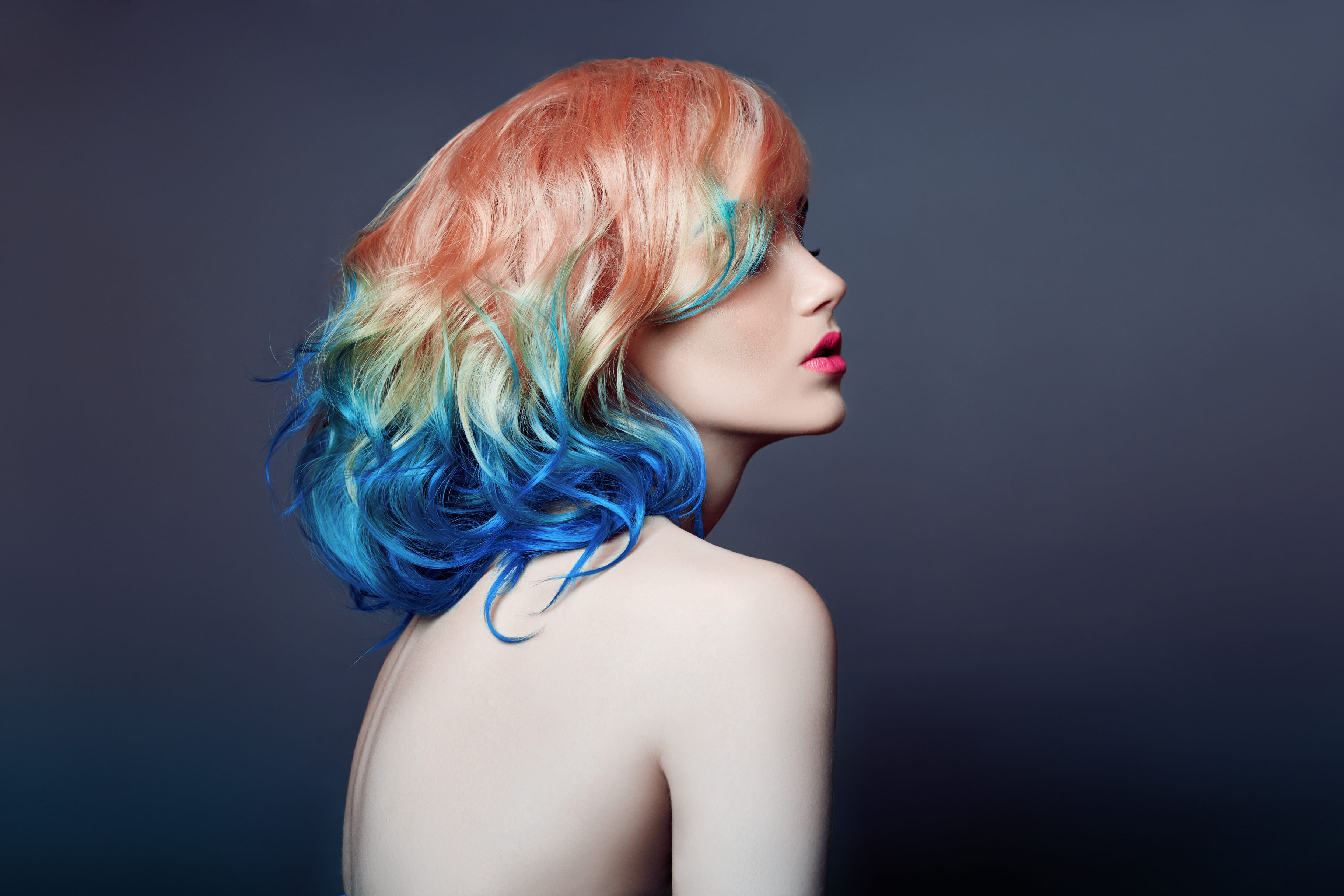 Blue and Orange Half-and-Half Hair