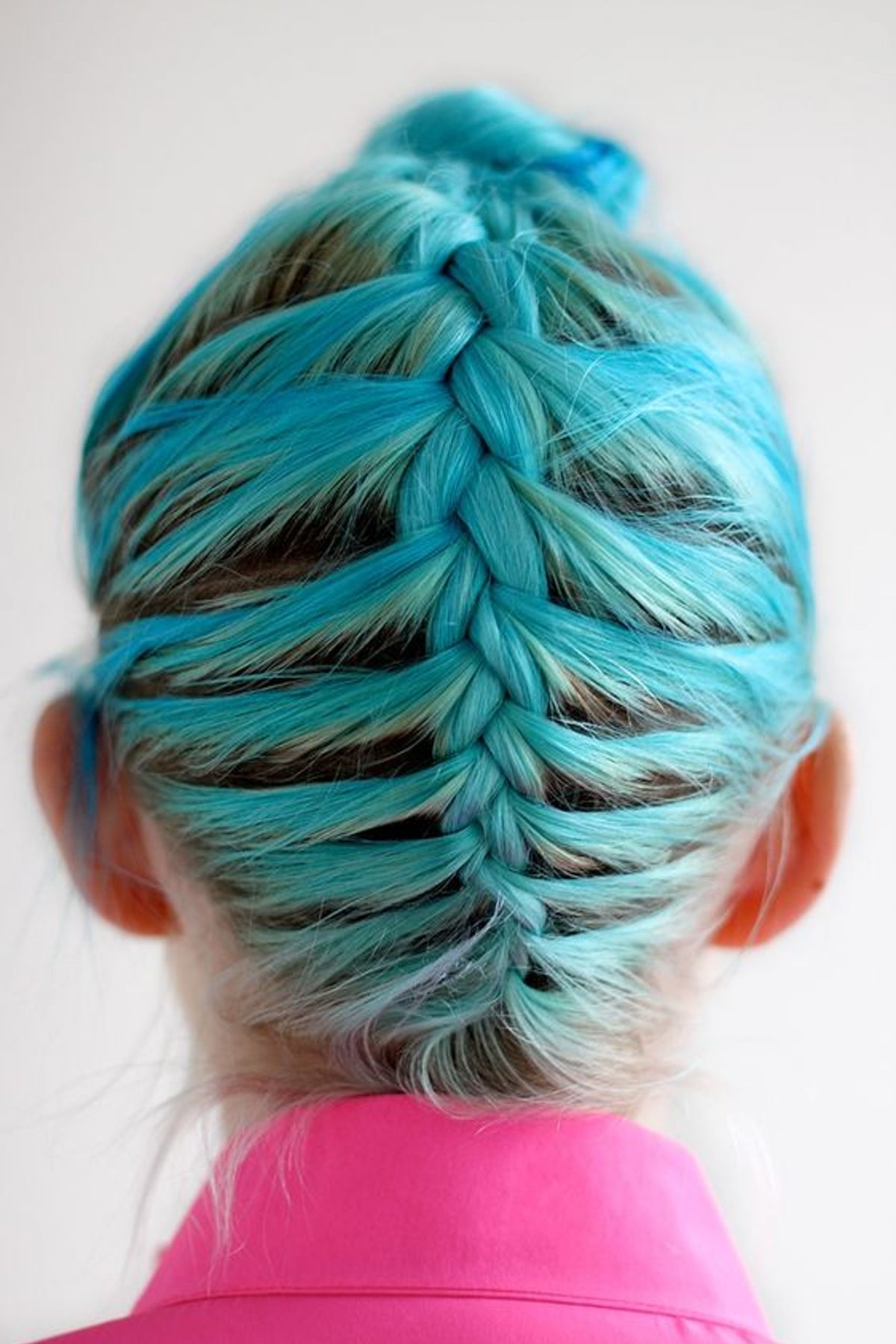 French Braid in Turquoise with Ponytail