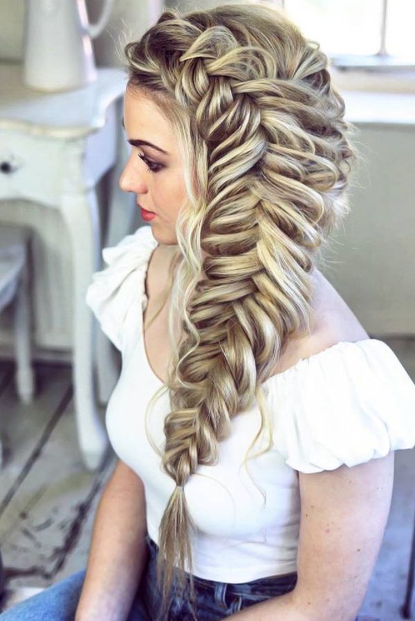 Messy Dutch Fishtail Braid Hairstyle