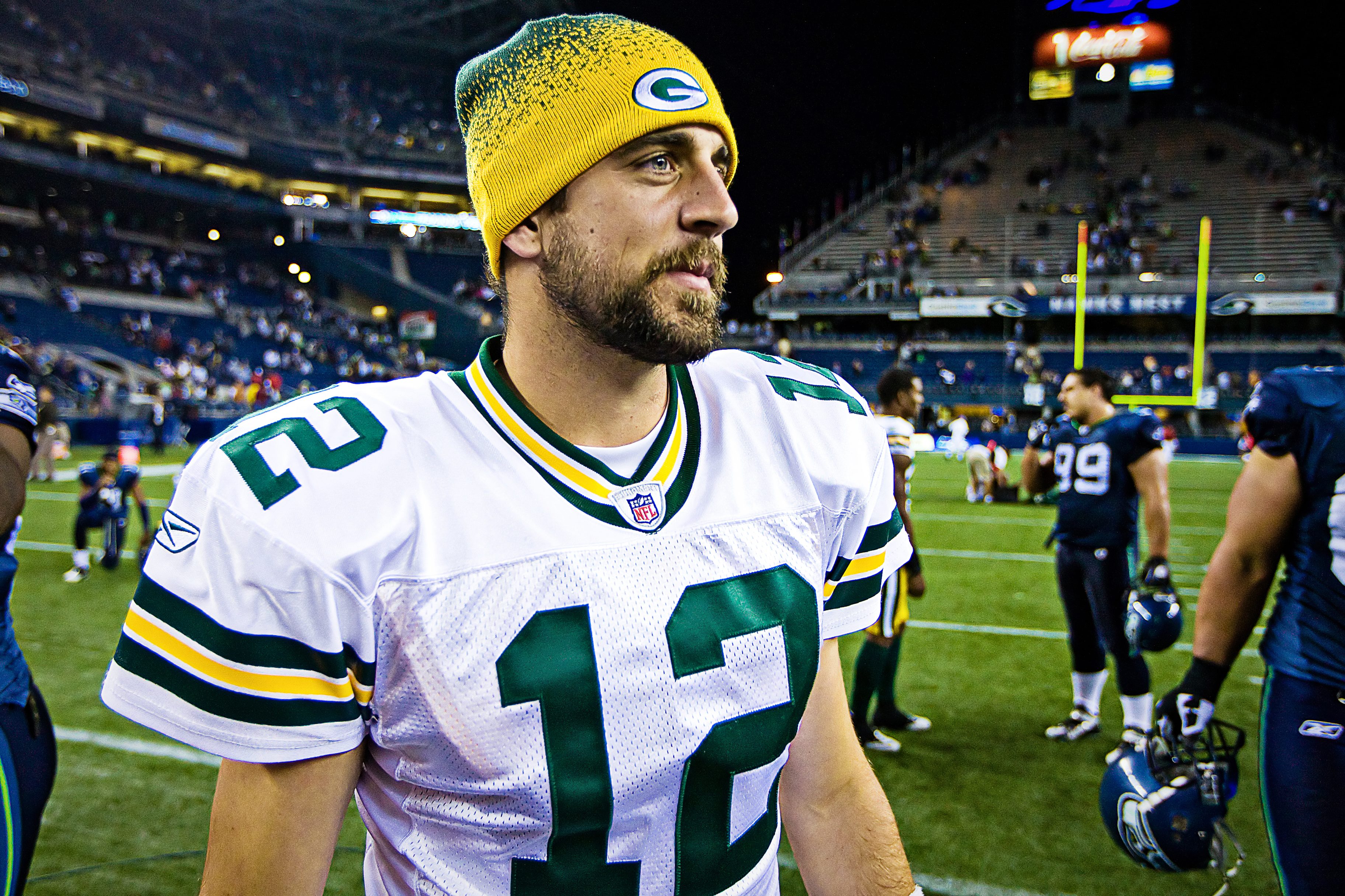 Aaron Rodgers walks on Qwest Field