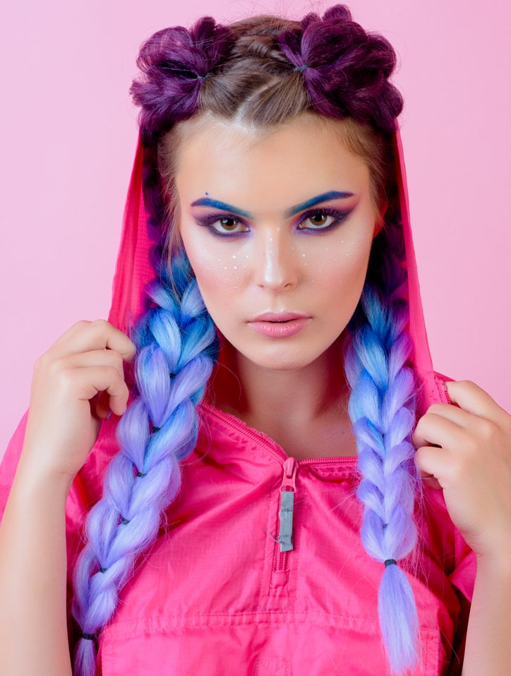 Cotton Candy Ombre Braids