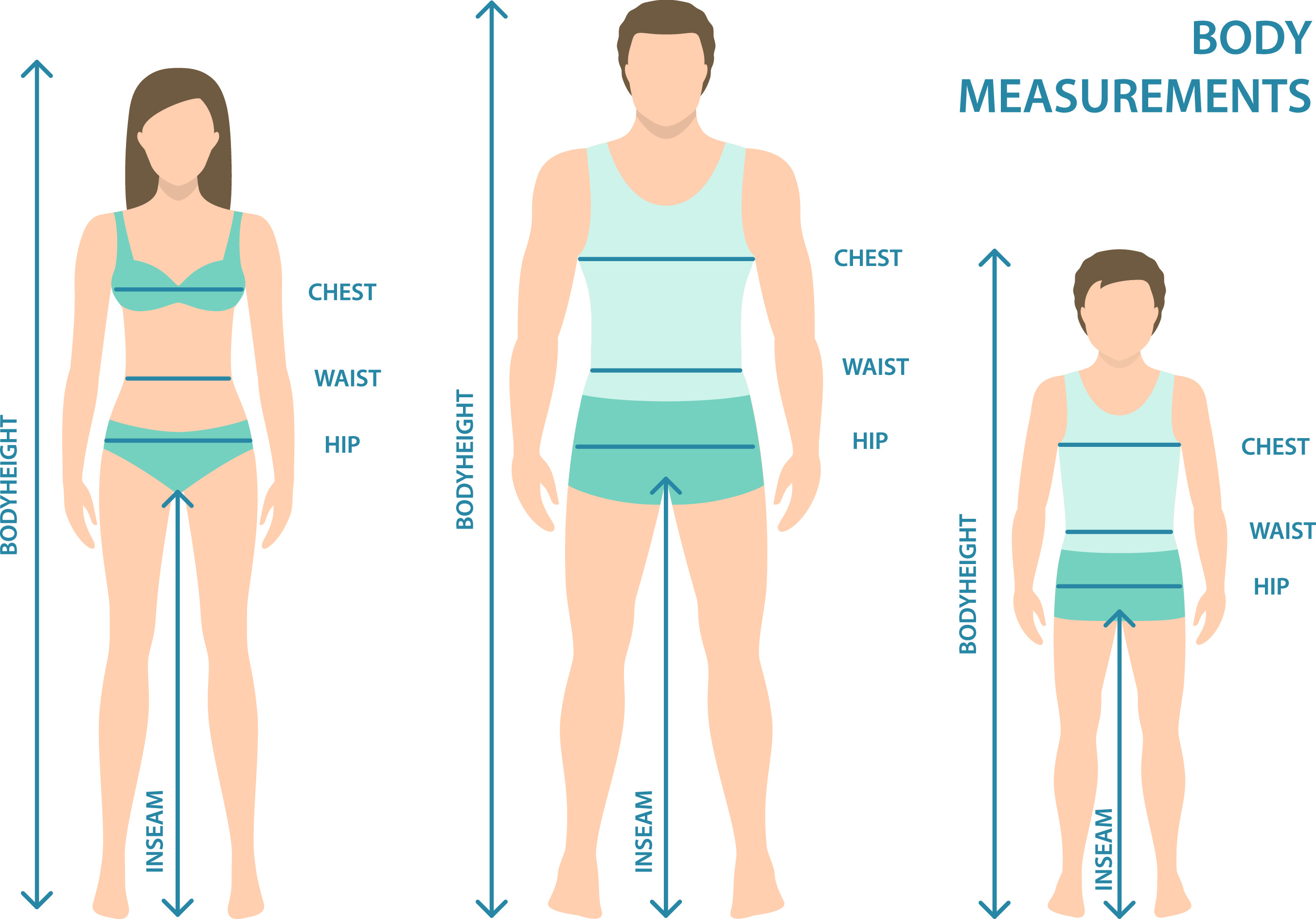 Height and Body Measurement for Women Man and Boy