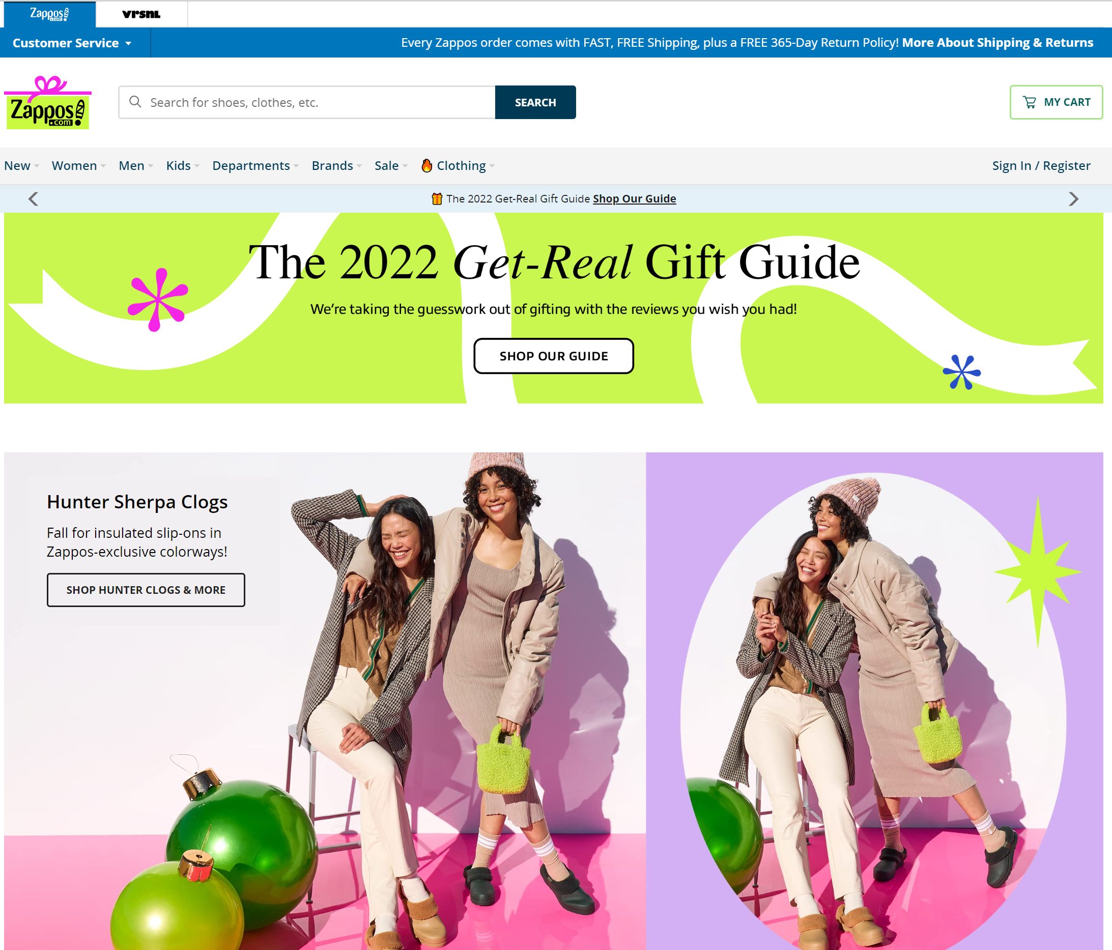 Zappos website screenshot