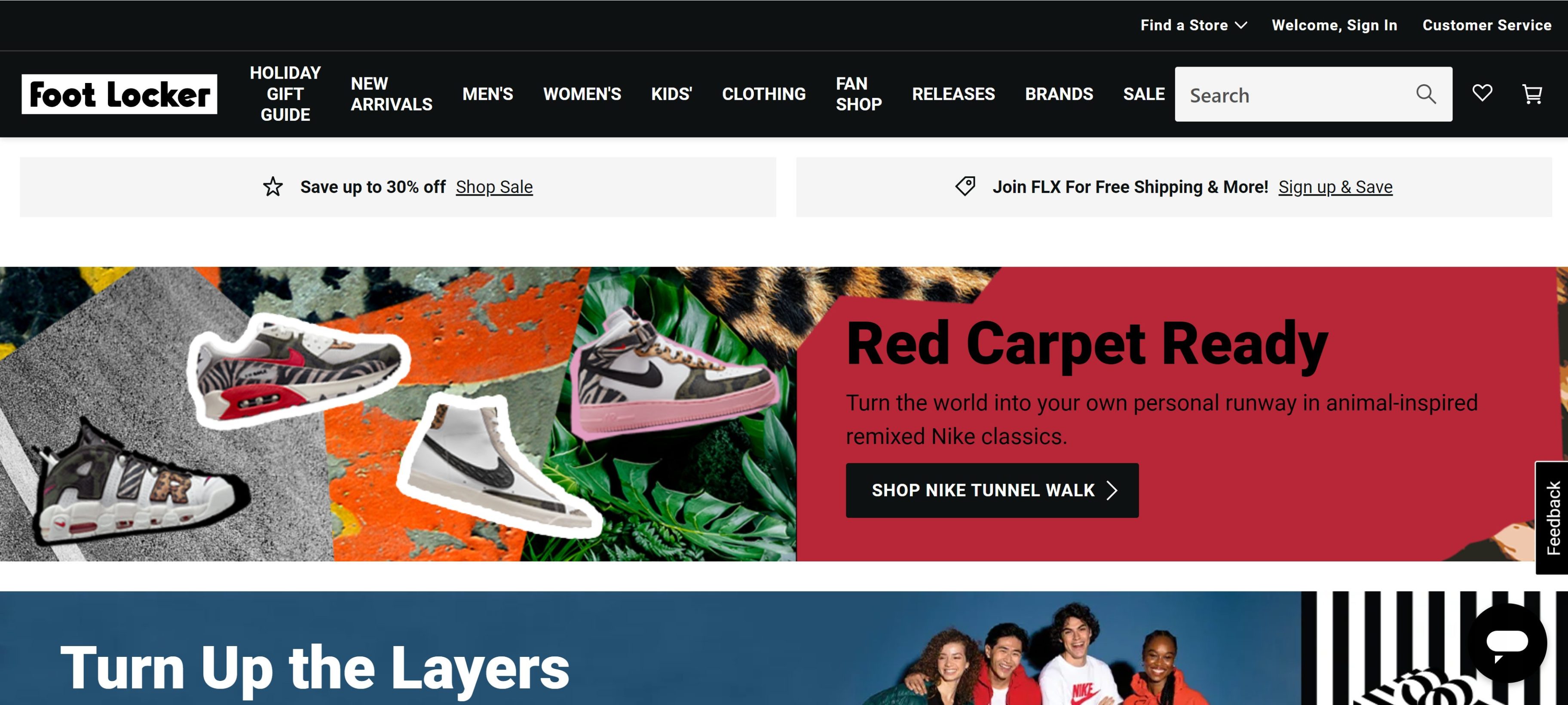Foot Locker website screenshot
