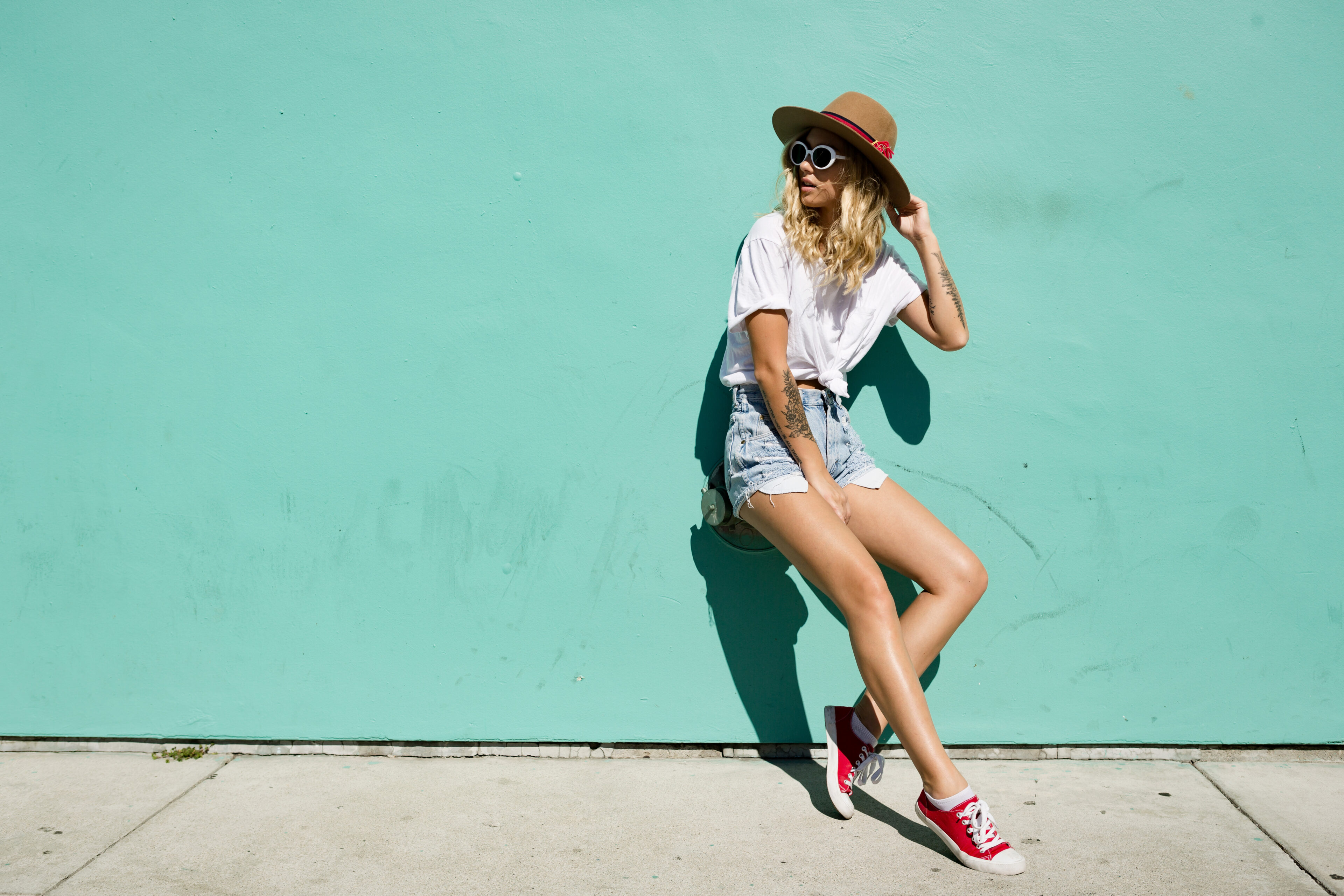 Jean Shorts With White T-shirt