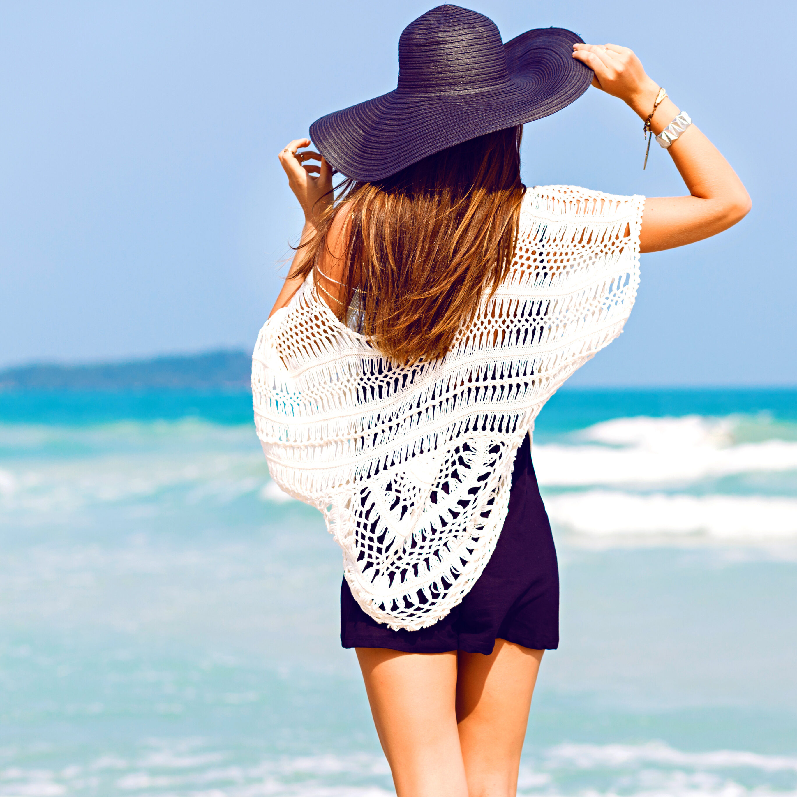 Crochet Jacket And Black Dress