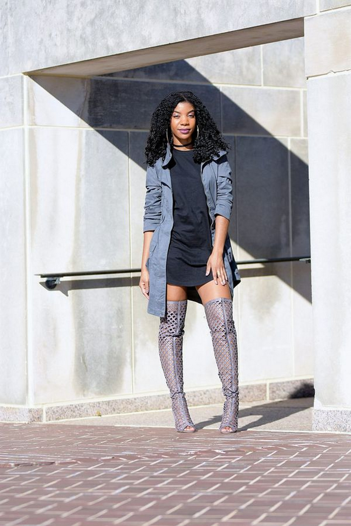 Oversized T-shirt Dress, Knee High Boots