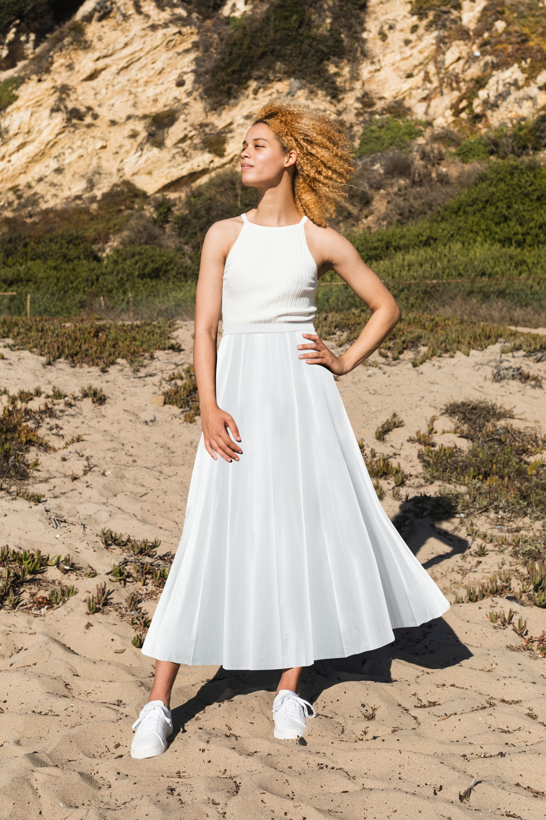 Halter Top and Pleated Skirt In White